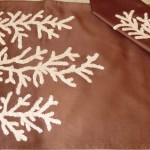 SARO Appliqued Coral Mocha Table Linens SARO Appliqued Coral Mocha Table Linens