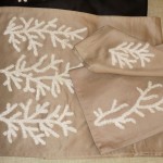 SARO Appliqued Coral Taupe Table Linens SARO Appliqued Coral Taupe Table Linens
