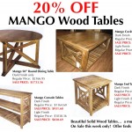 20% Off Mango Wood Tables